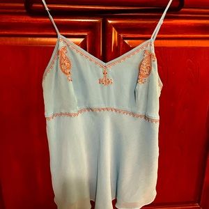Apartment 9 Y2K Turquoise Blue Gold Sequin Cami Tank Going Out Top 1X
